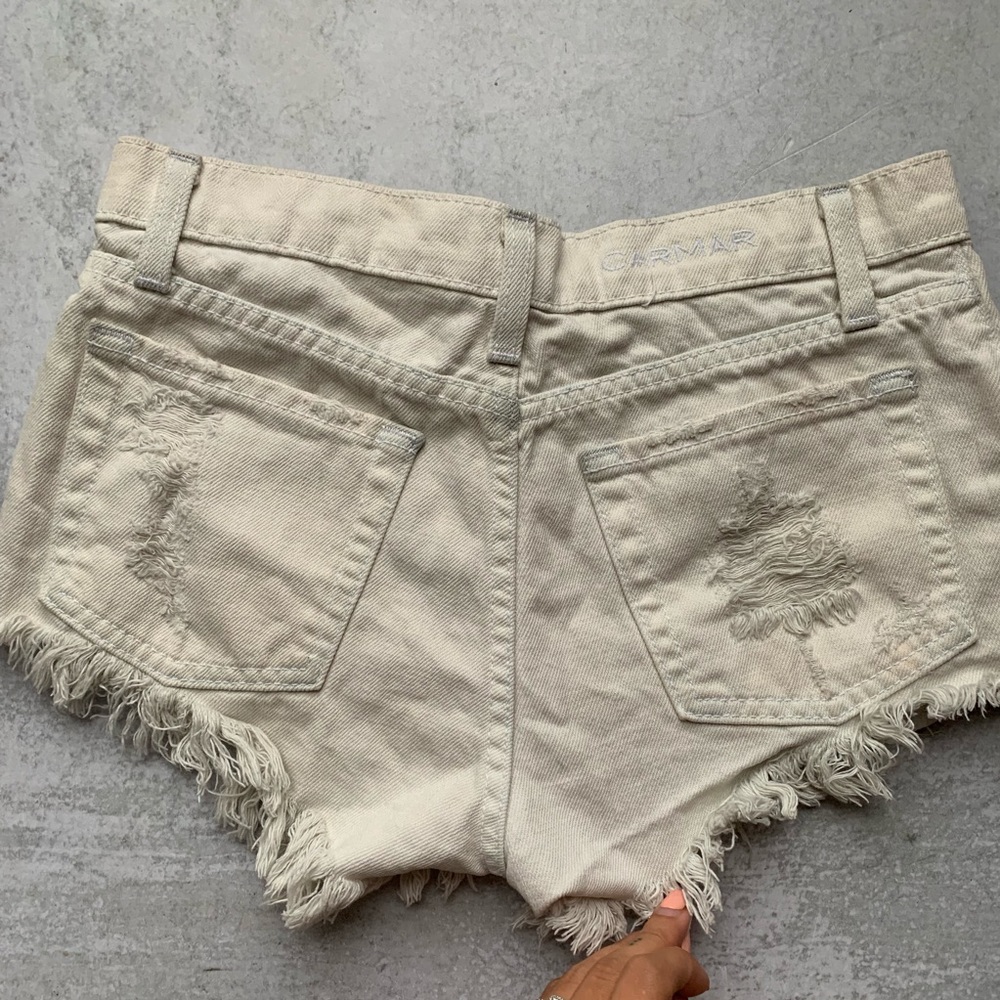 CARMAR • white denim embroidered shorts - Picture 6 of 8